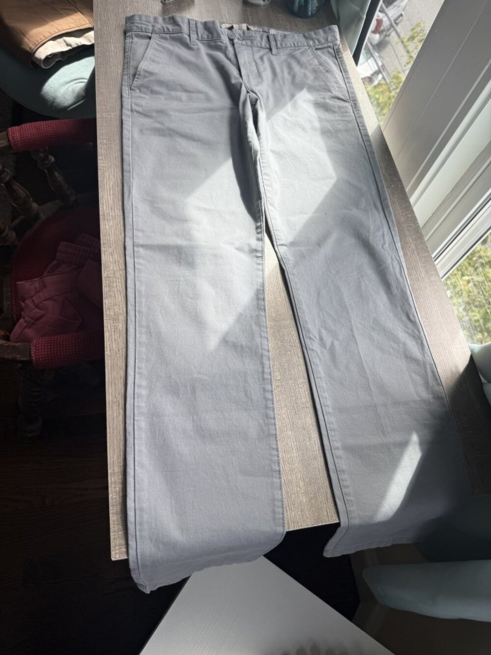 HM LOGG Mens Skinny Fit Chino Pants Grey Cotton Stretch Trousers 32x32